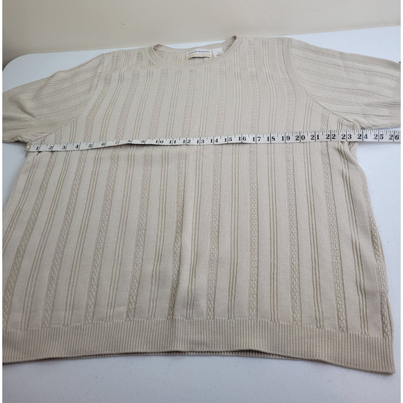 Alfred Dunner Short Sleeve Top Tan Striped Down Knit Ribbed Women's Plus Size 1X - Picture 3 of 7